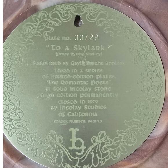 The Romantic Poets "To A Skylark" Percy B Shelley Collectible -Third in Series - Picture 2 of 3